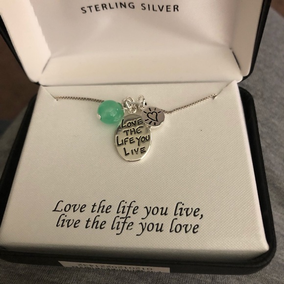 Macy's Jewelry - New Sterling Charm Necklace-2 Silver 1 Green Charm